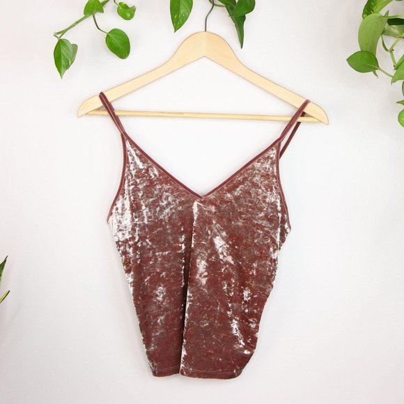 American Eagle Outfitters Tops - American Eagle Velvet Tank Top Mauve Crop